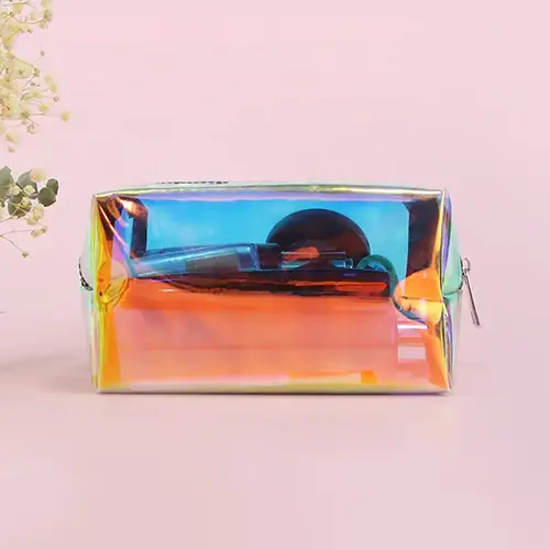 Bearky Beauty Wholesale Skincare Clear Zipper Fashion Holographic Best Travel Designer Makeup Cosmetic Bags